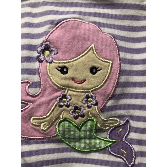 Whimsy 0-3M Purple Striped Mermaid Romper - Picture 2 of 4